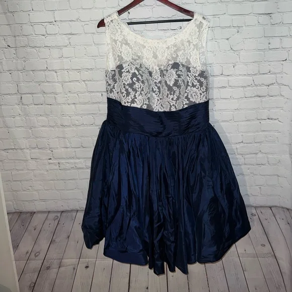 Lanting | Dresses | Lanting Bride Dark Blue White Floral Fluffy Wedding  Bridesmaids Dress Size Xl | Poshmark